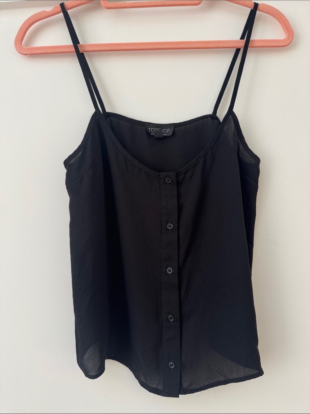 Topshop Black Button-Front Spaghetti Strap Cami